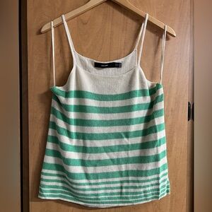 Vero Moda Green and White Striped Camisole
